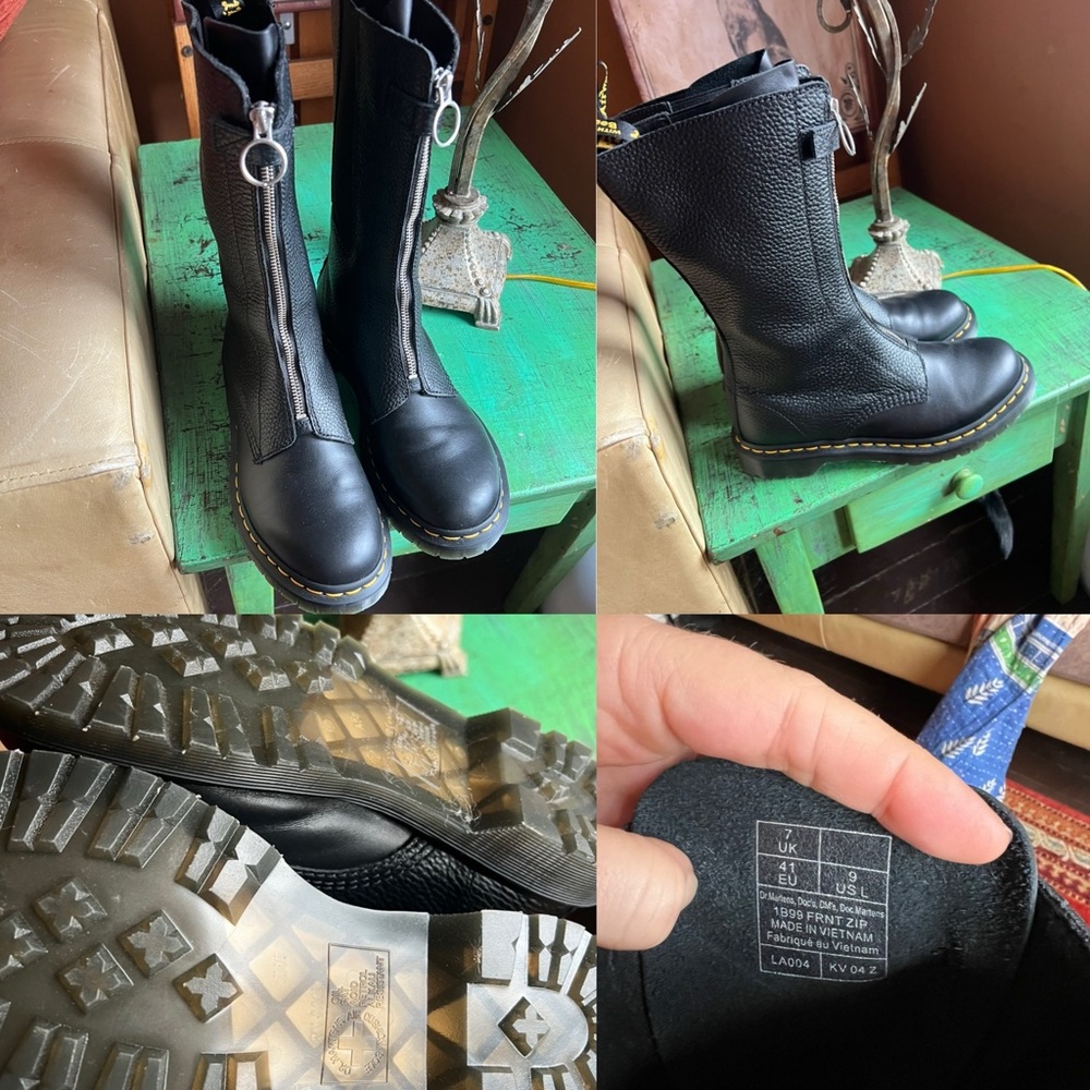 Dr. Martens Black Zip-Up Combat Boots 1899 front zip - Picture 4 of 8